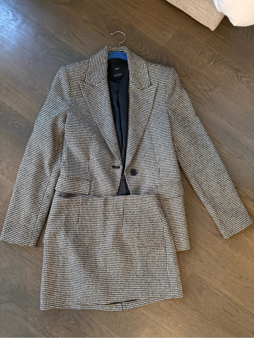 Mango Black & White Houndstooth Blazer and Mini Skirt Set